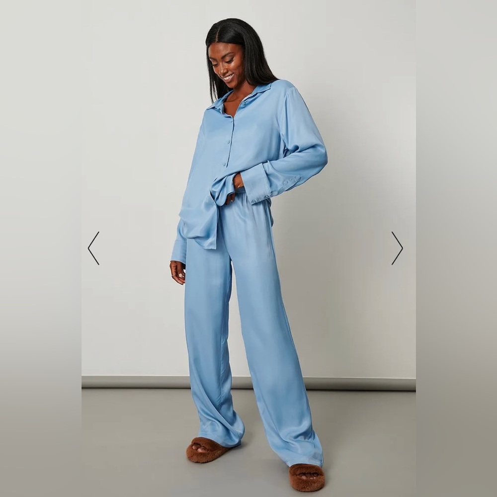 NA-KD Blue Straight Satin Pants NWT